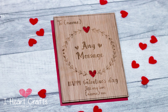 'Happy Valentine's Day' - wooden Valentines Card craft product