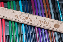 Load image into Gallery viewer, 30cm Custom Name Oak Teacher Ruler
