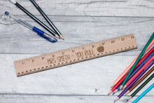 Load image into Gallery viewer, 30cm Custom Name Oak Teacher Ruler