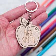 Load image into Gallery viewer, Personalised Oak Teacher's Keyring craft product