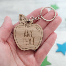 Load image into Gallery viewer, Personalised Oak Teacher's Keyring craft product