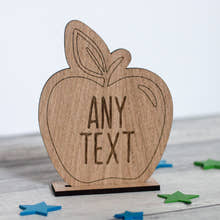 Load image into Gallery viewer, Personalised Oak Teacher's Desk Apple Sign craft product