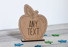Load image into Gallery viewer, Personalised Oak Teacher's Desk Apple Sign