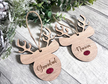 Load image into Gallery viewer, Personalised Reindeer Tree Decoration
