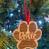 Load image into Gallery viewer, Oak Paw Print Pet Personalised Tree Decoration craft product