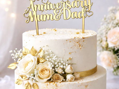 Personalised 50th golden wedding anniversary cake topper
