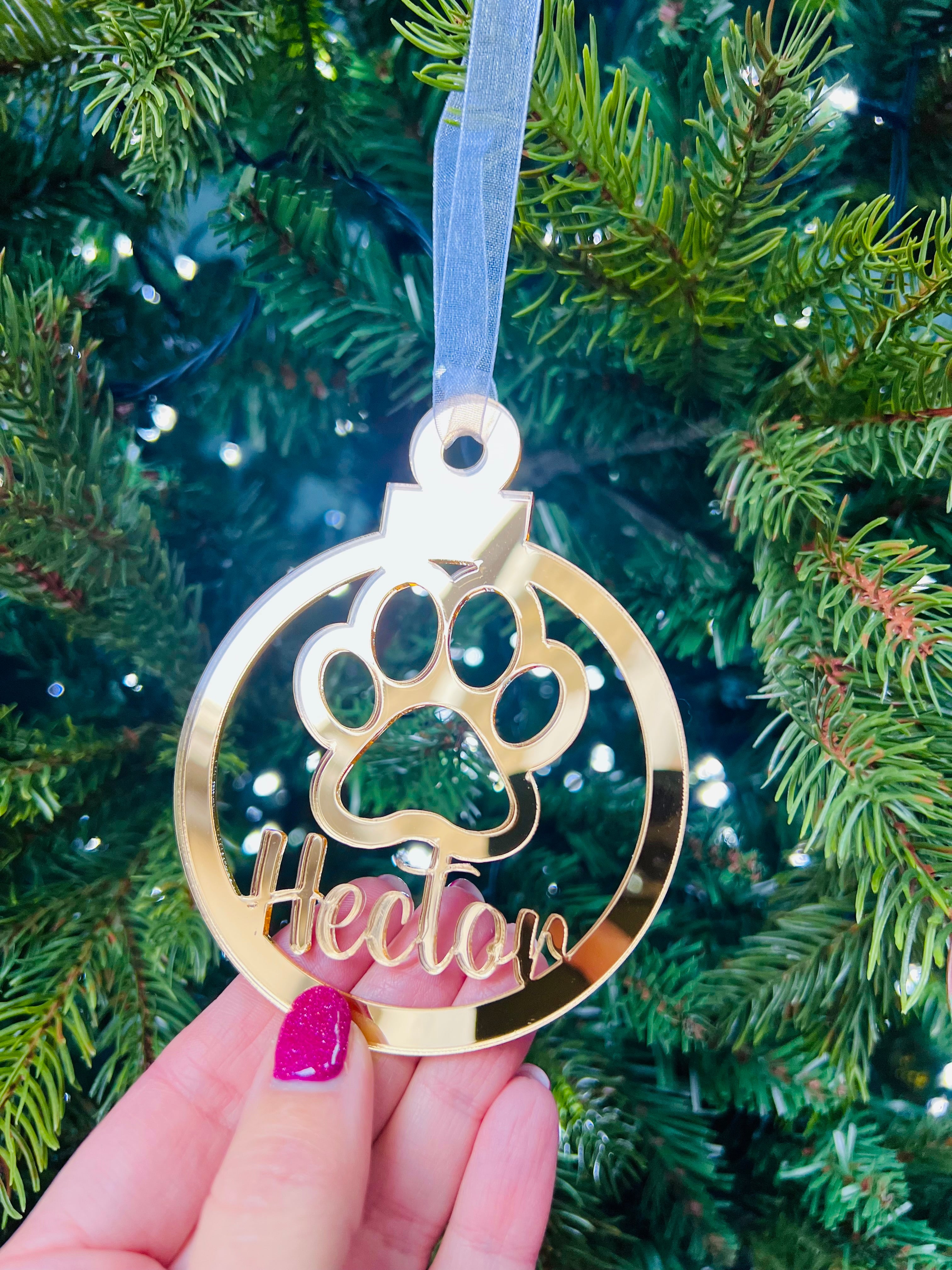 Load image into Gallery viewer, Paw Print - 'Any Name' Christmas Tree Decoration
