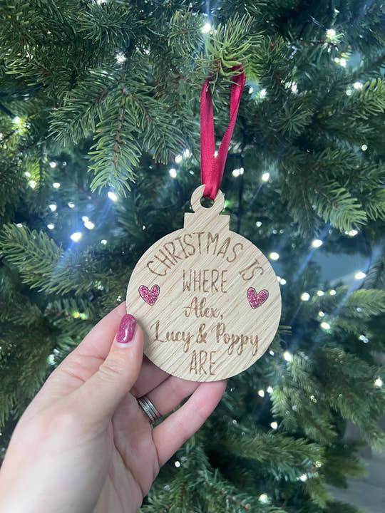 ‘Christmas is where’ - Family - Personalised Tree Decoration