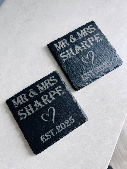 Mr & Mrs Slate Coasters craft product