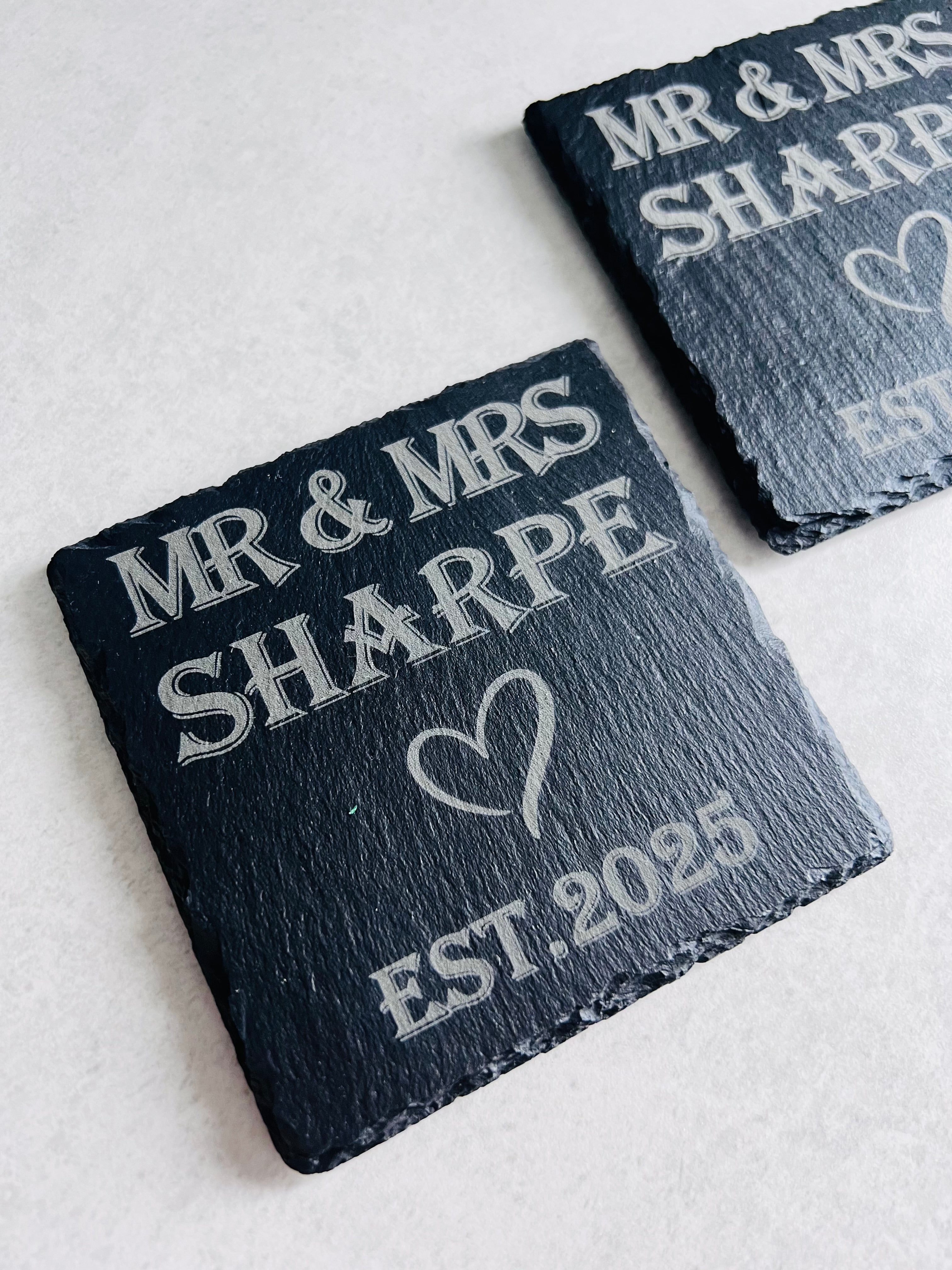 Load image into Gallery viewer, Mr &amp; Mrs Slate Coasters craft product
