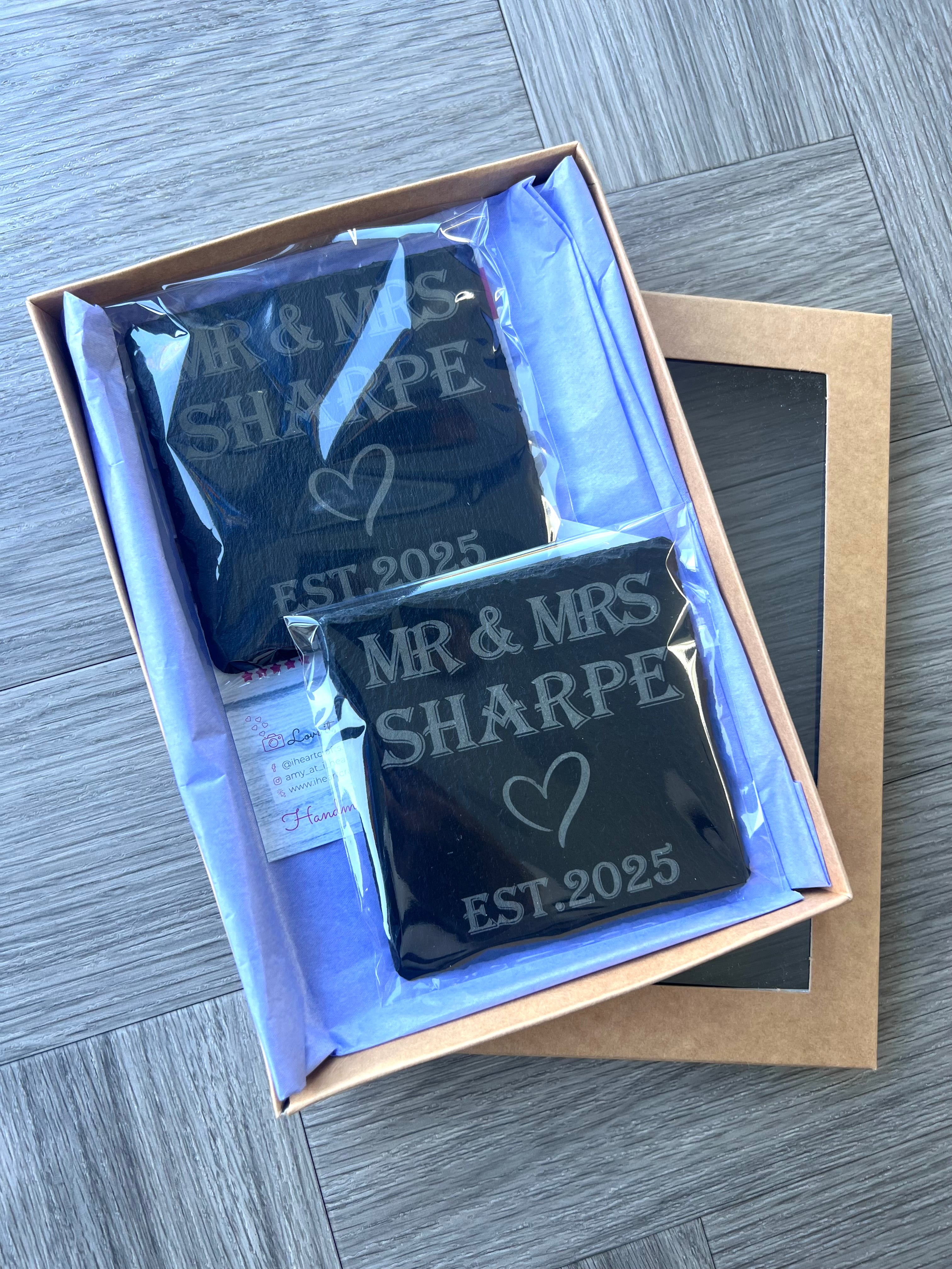 Load image into Gallery viewer, Mr &amp; Mrs Slate Coasters craft product
