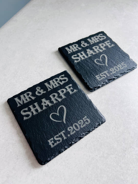 Mr & Mrs Slate Coasters craft product