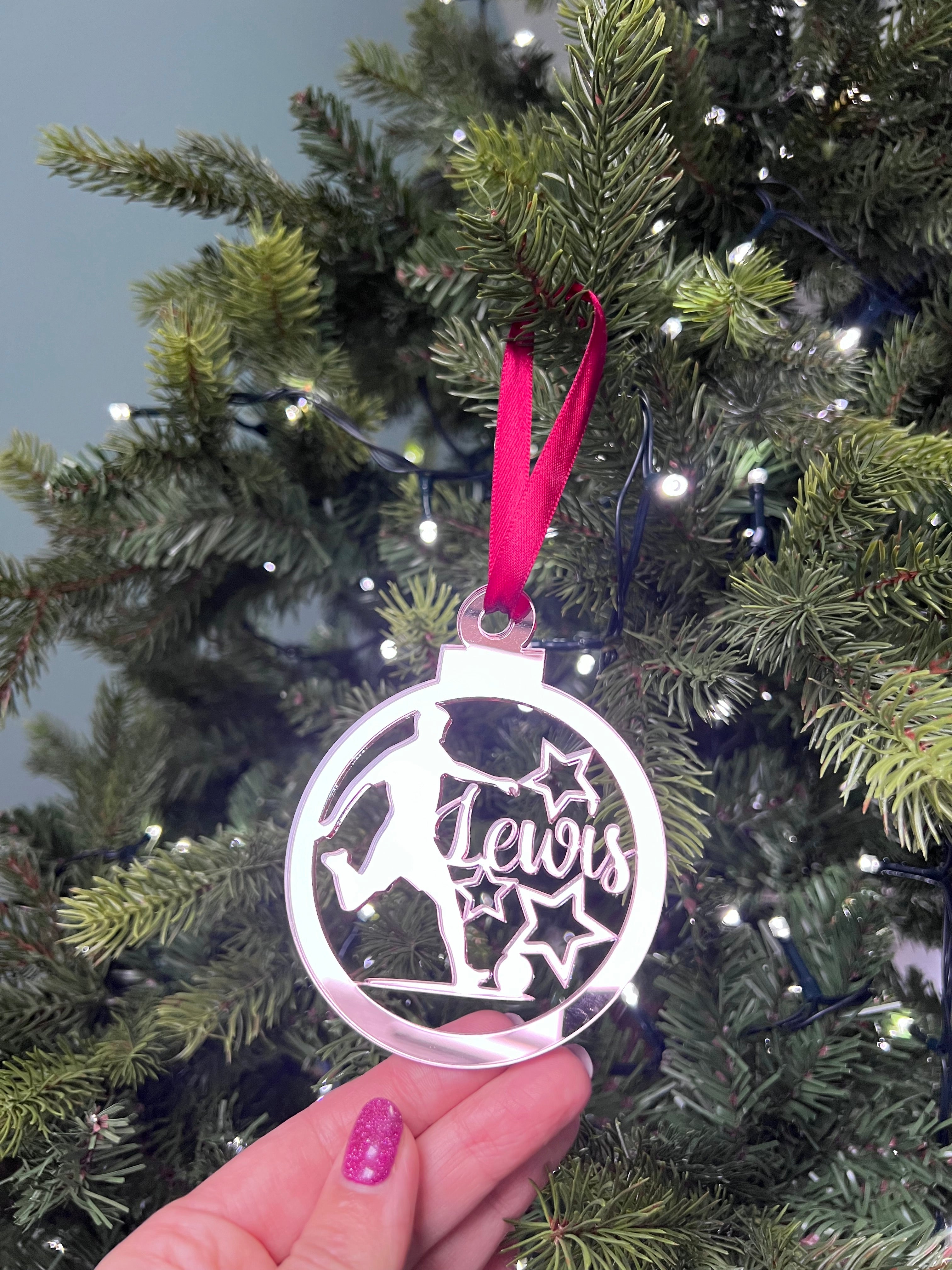 Load image into Gallery viewer, Footballer - 'Any Name' Christmas Tree Decoration craft product
