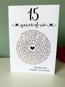 Lyrics Anniversary Card