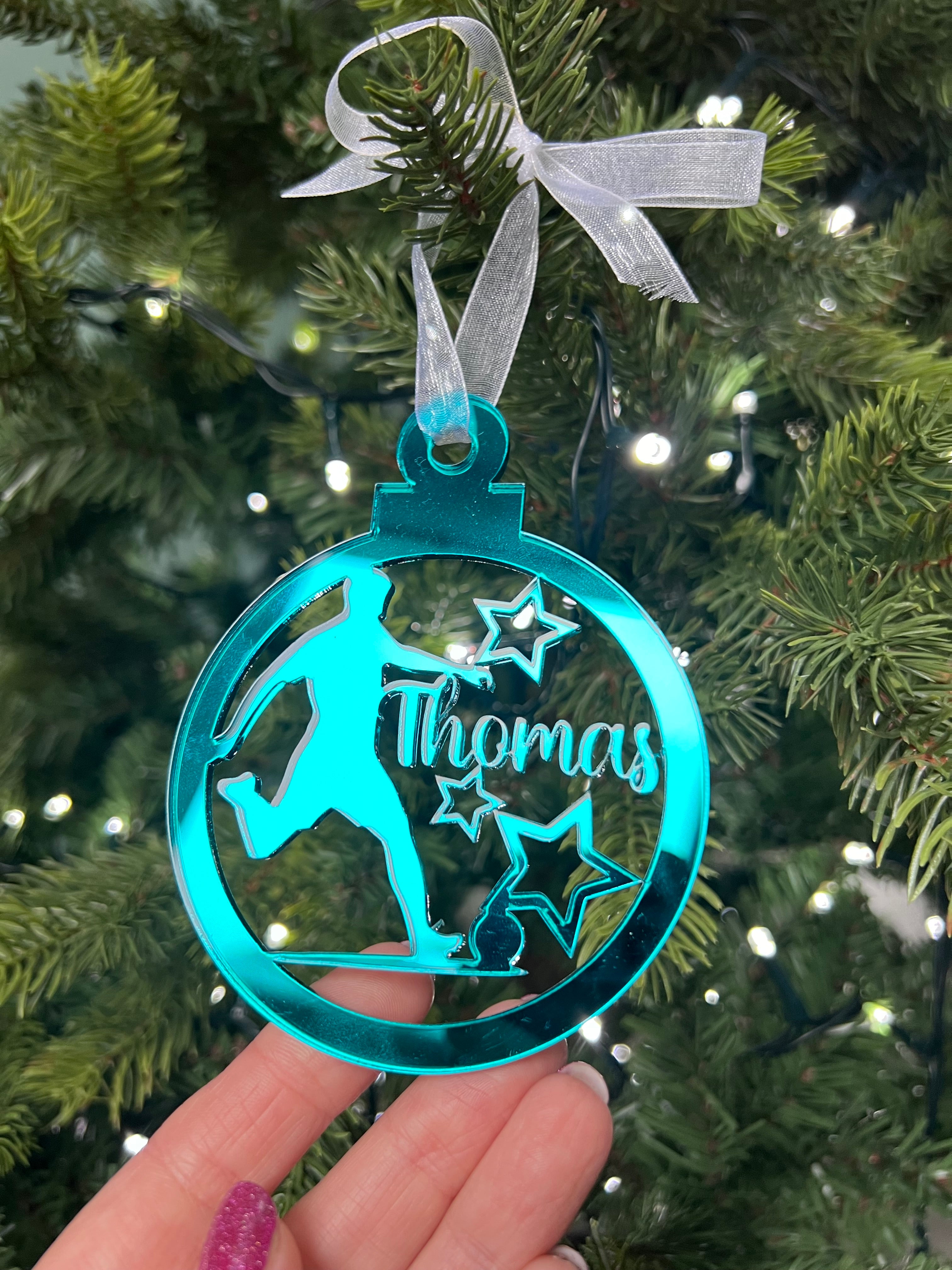 Load image into Gallery viewer, Footballer - 'Any Name' Christmas Tree Decoration craft product
