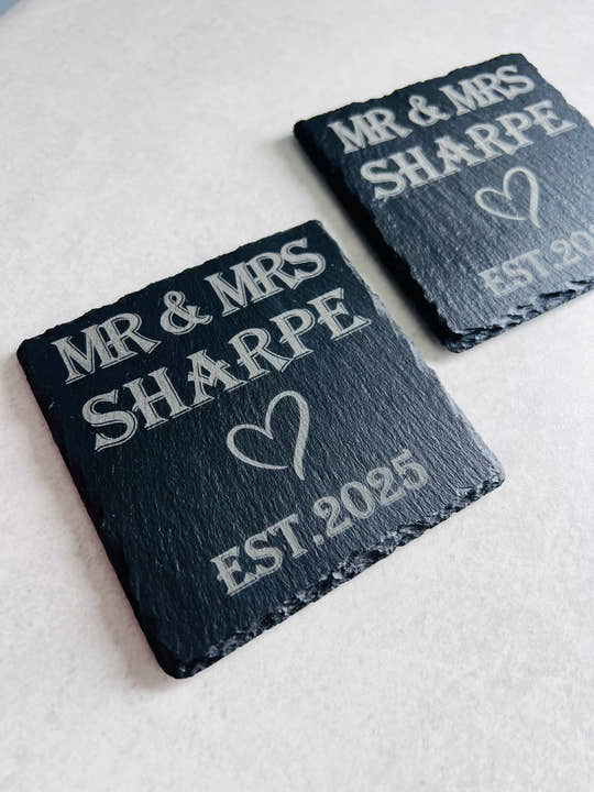 Mr & Mrs Slate Coasters craft product