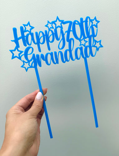 Acrylic Blue Cake Topper - Happy Birthday Grandad
