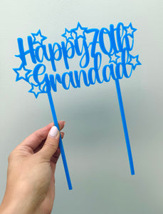 Acrylic Blue Cake Topper - Happy Birthday Grandad
