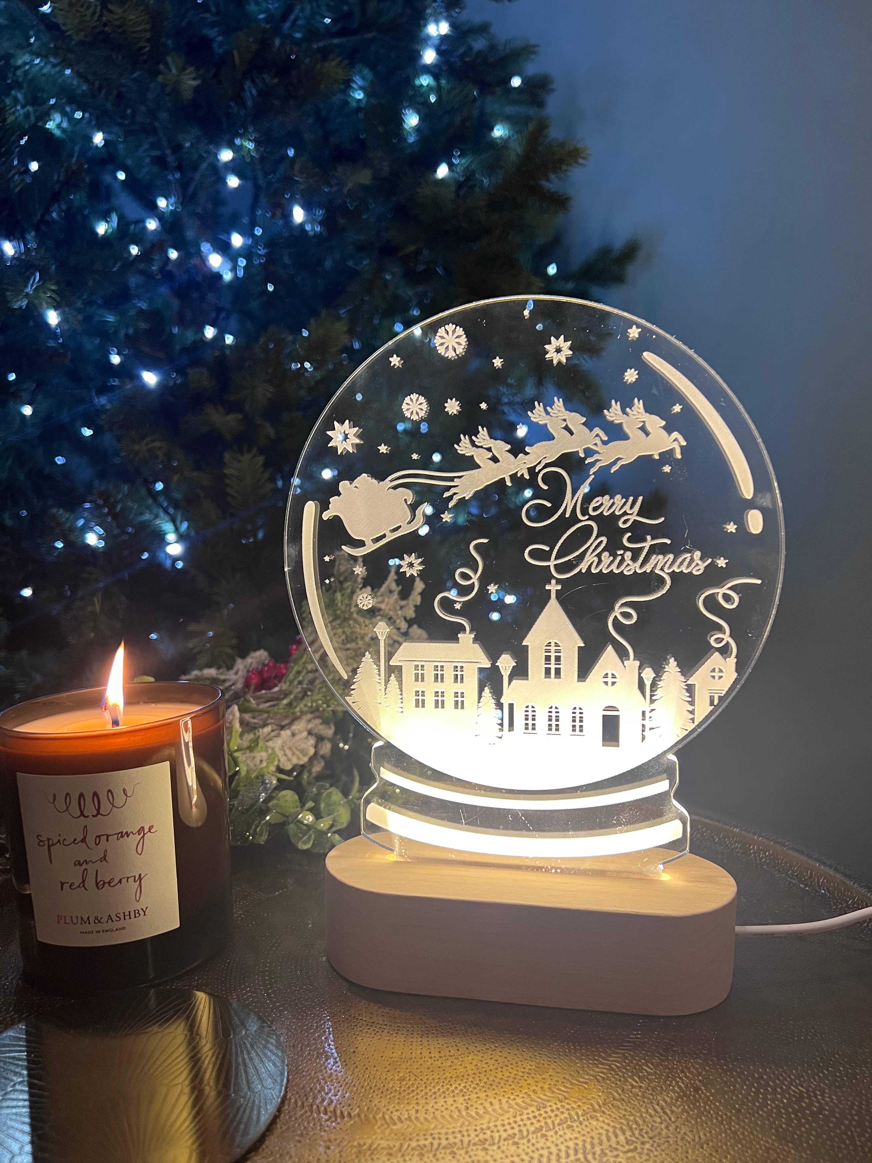Merry Christmas LED Light up Snowglobe craft product