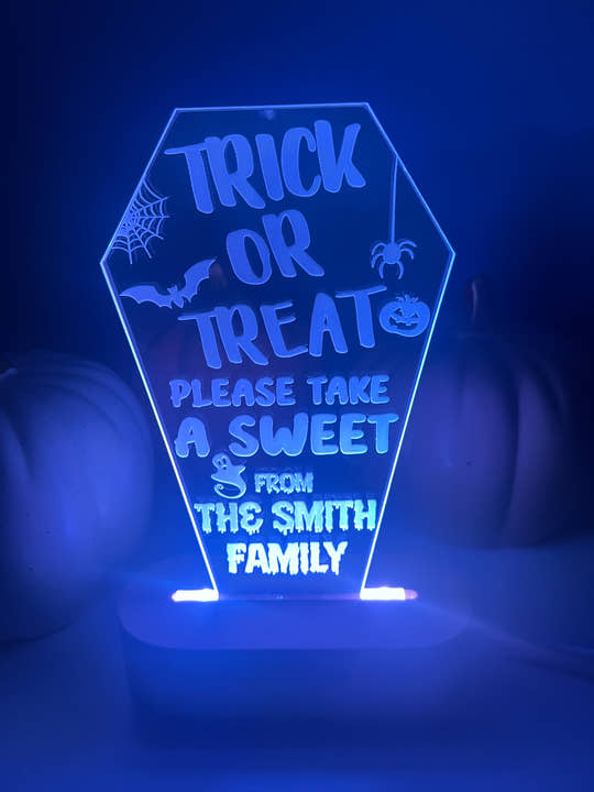 LED Light up Trick or Treat Coffin stand