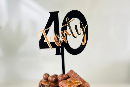 40 'Any Age' - Black & Gold Cake Topper