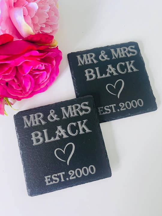 Mr & Mrs Slate Coasters