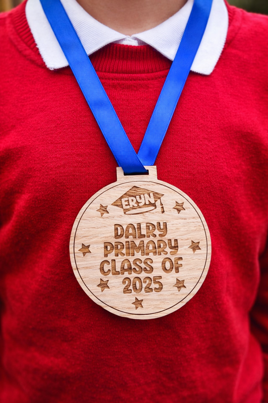 primary leavers gift wooden medal