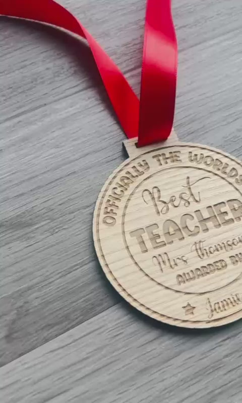 Load and play video in Gallery viewer, 'Best Teacher' Medal
