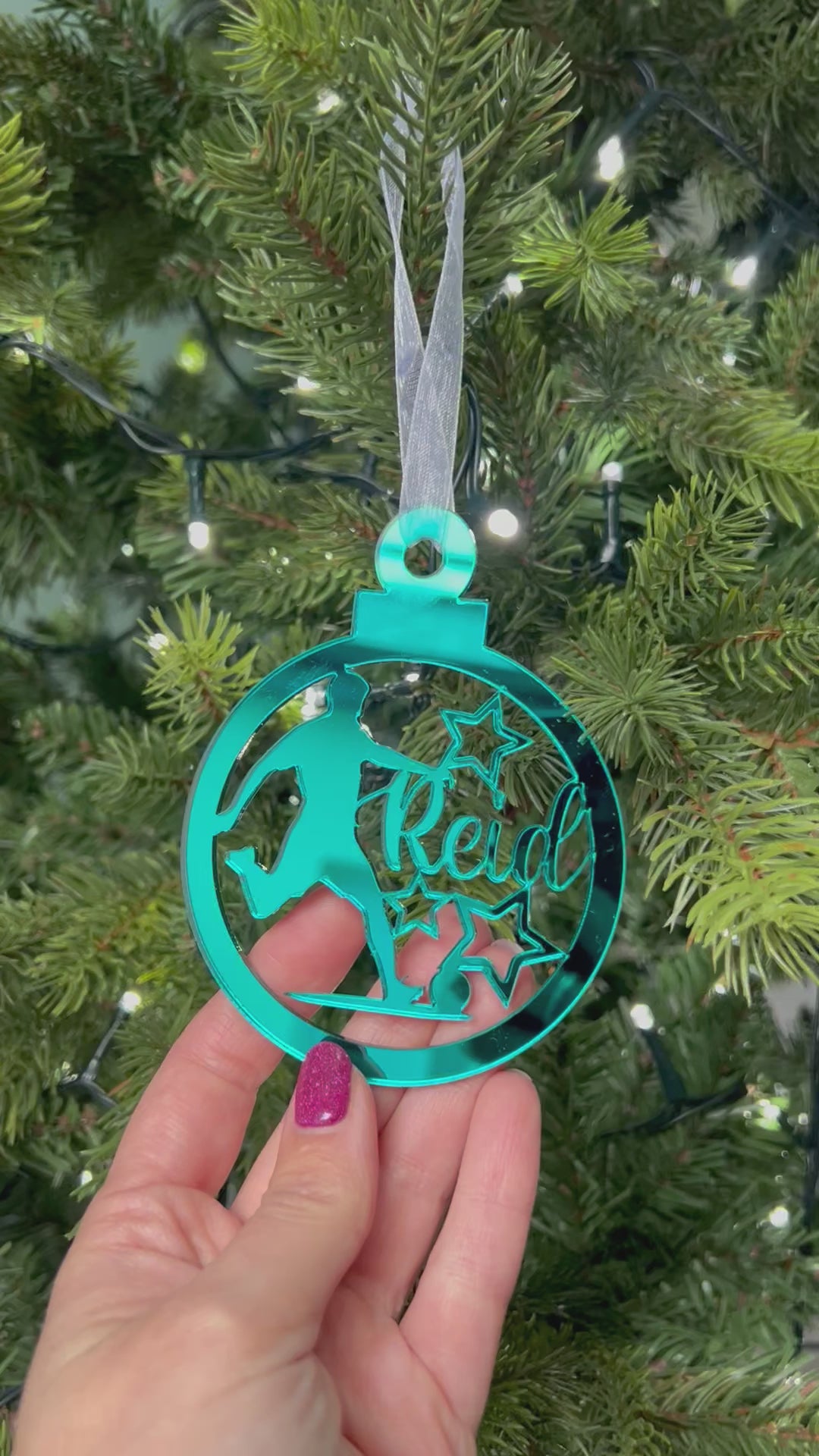 Load and play video in Gallery viewer, Footballer - 'Any Name' Christmas Tree Decoration
