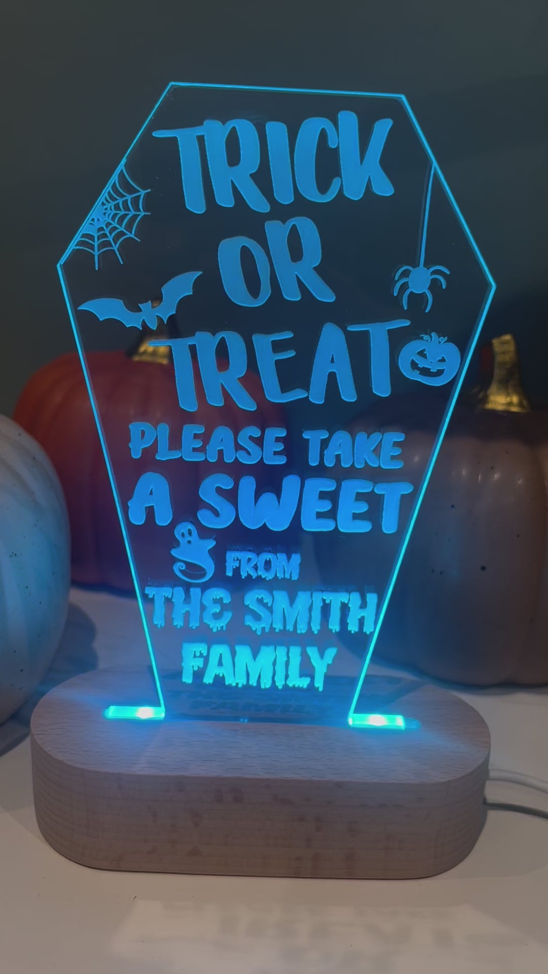 Load and play video in Gallery viewer, LED Light up Trick or Treat Coffin stand

