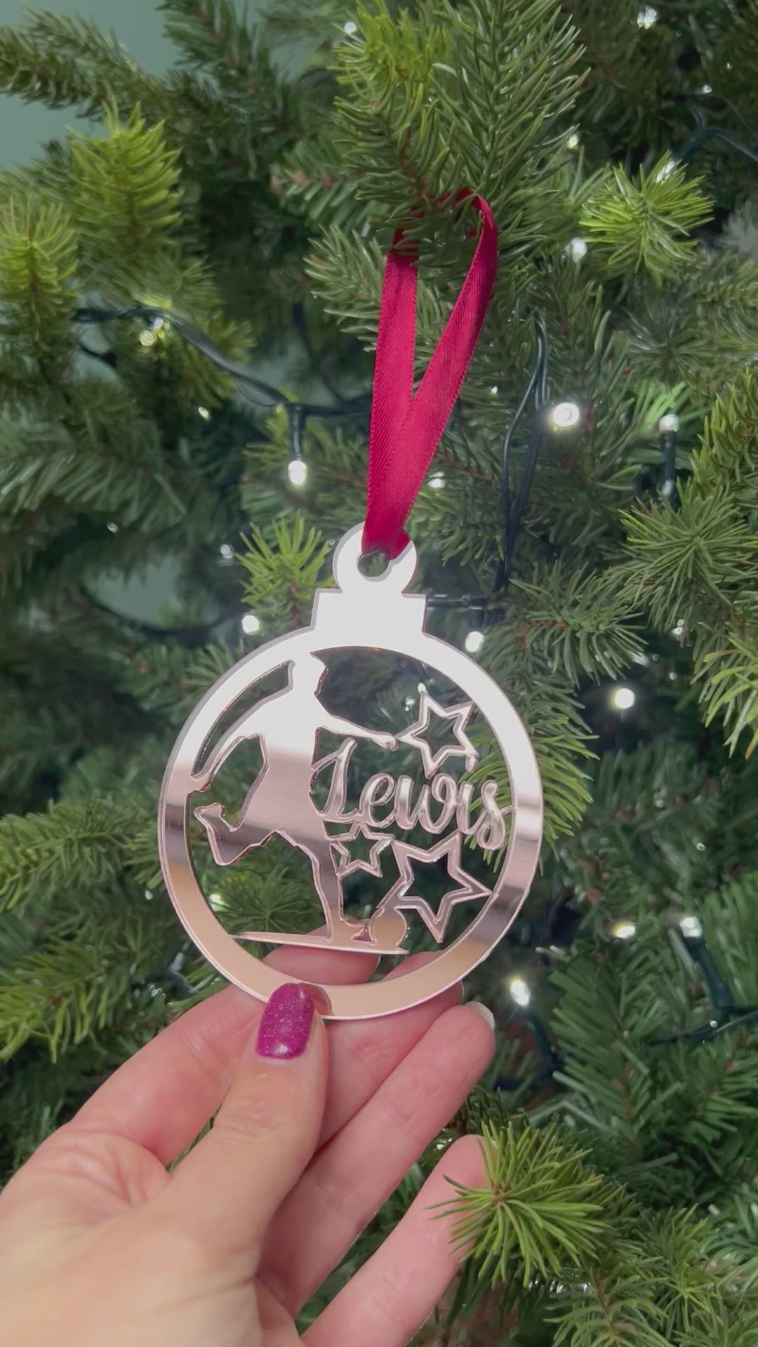 Load and play video in Gallery viewer, Footballer - 'Any Name' Christmas Tree Decoration
