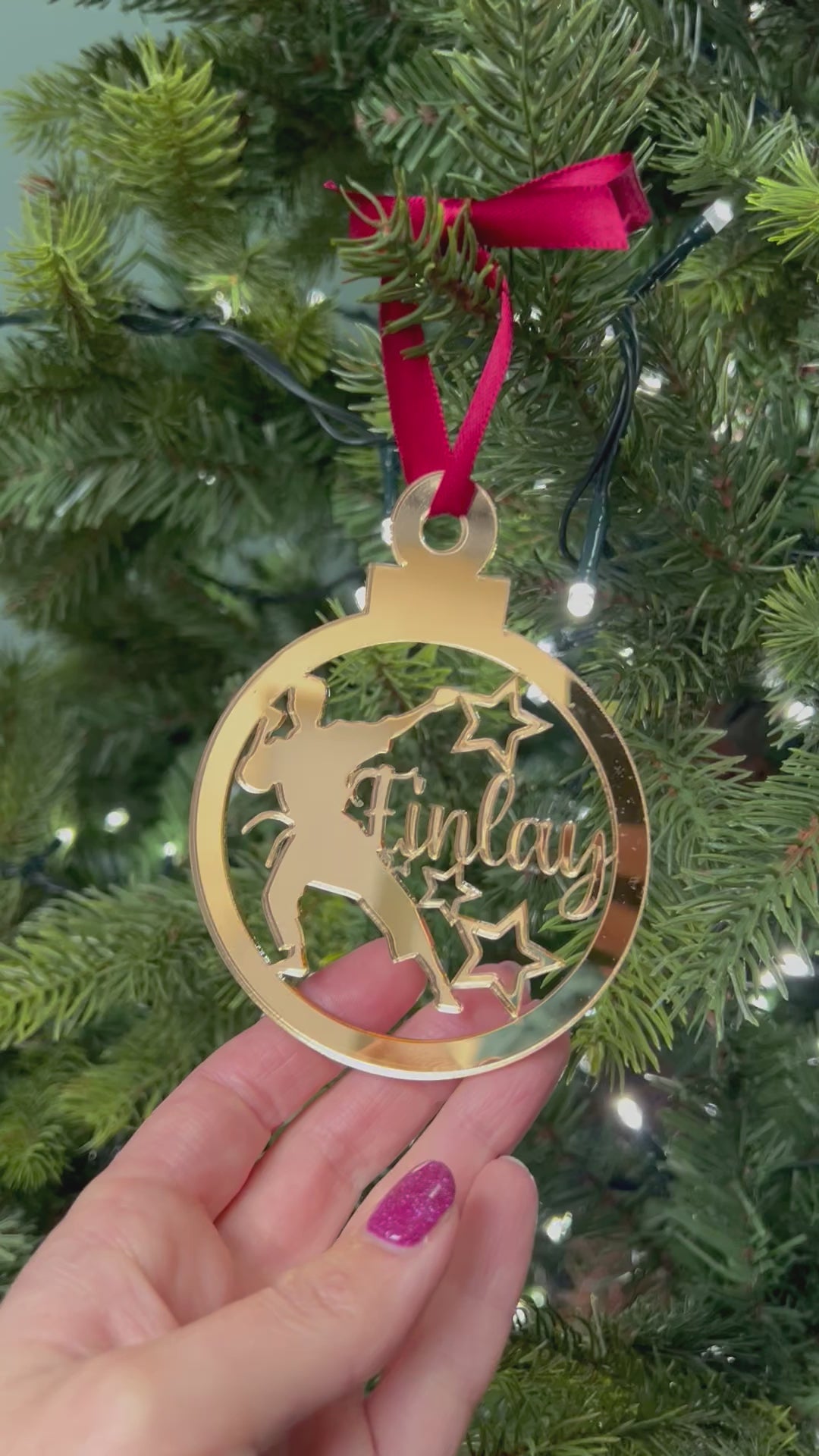 Load and play video in Gallery viewer, Karate Boy - 'Any Name' Christmas Tree Decoration
