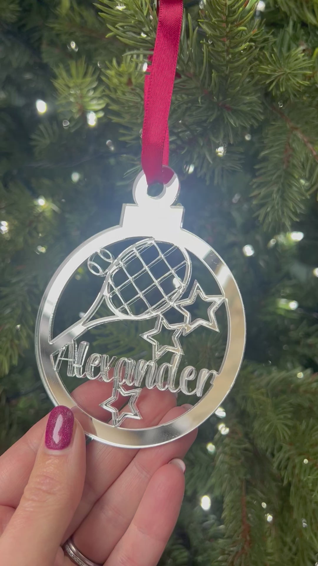 Load and play video in Gallery viewer, Tennis - 'Any Name' Christmas Tree Decoration
