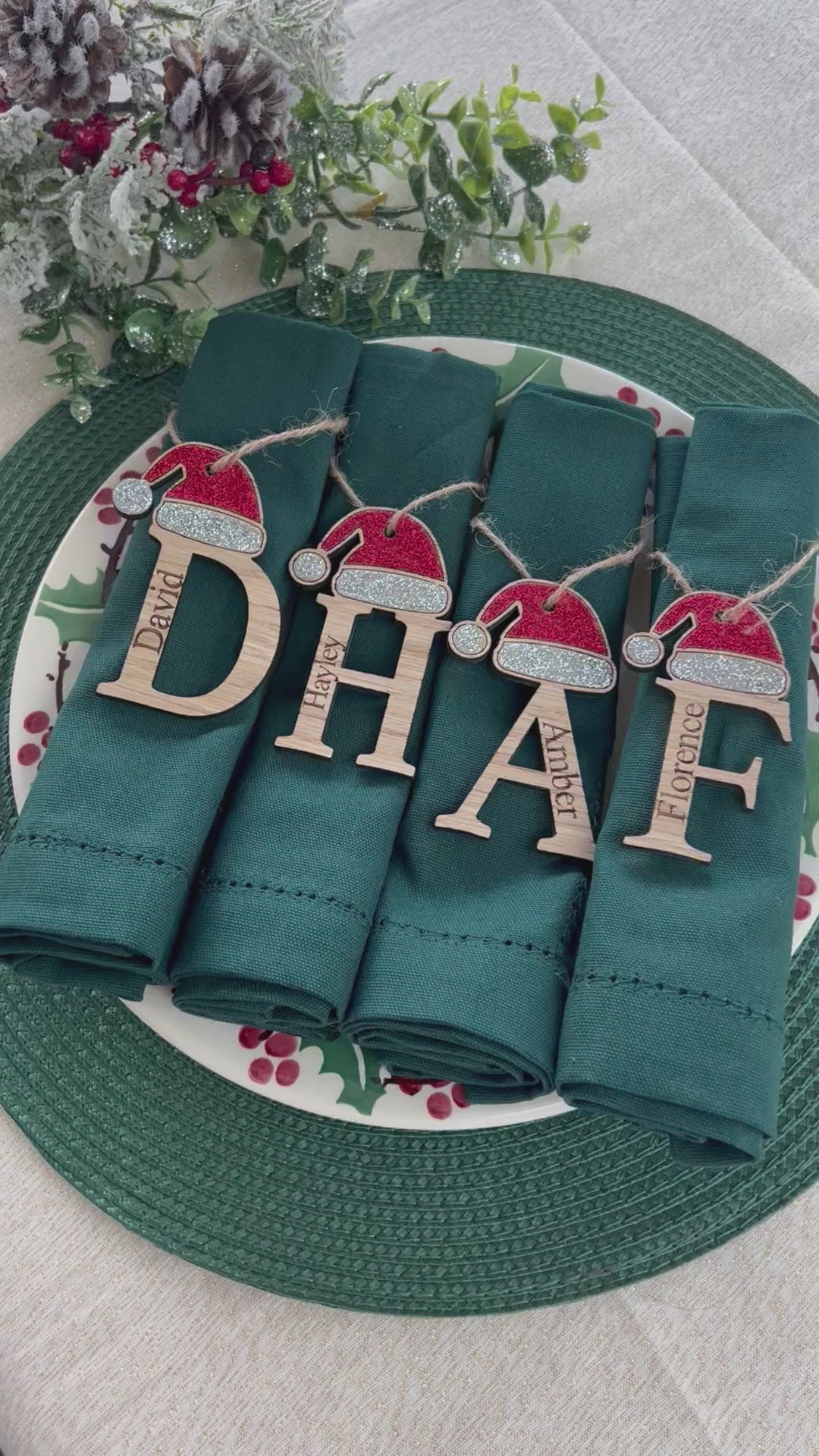 Load and play video in Gallery viewer, Santa Name Place Table Settings
