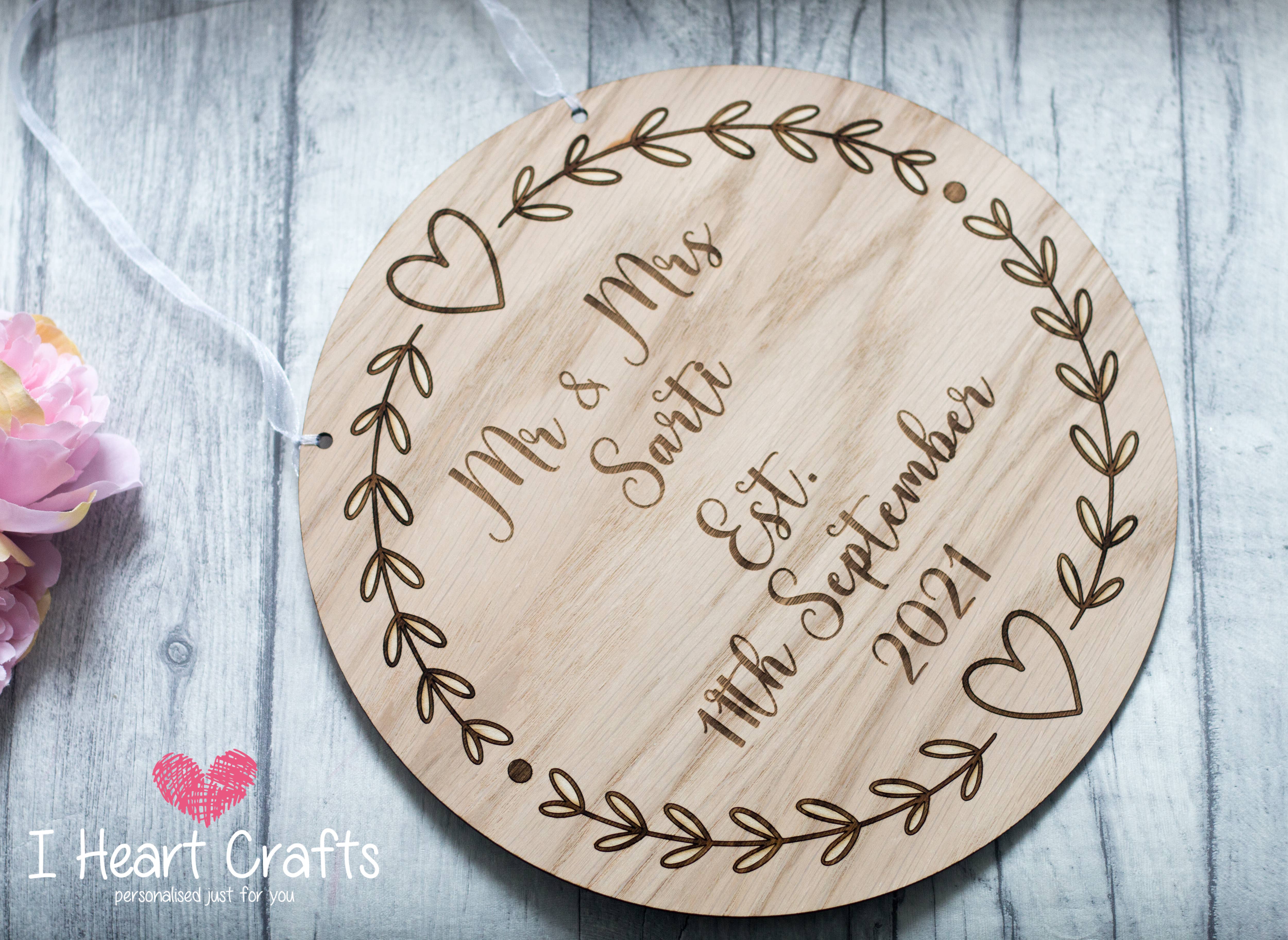 Personalised Oak Wedding Day Sign - Mr & Mrs