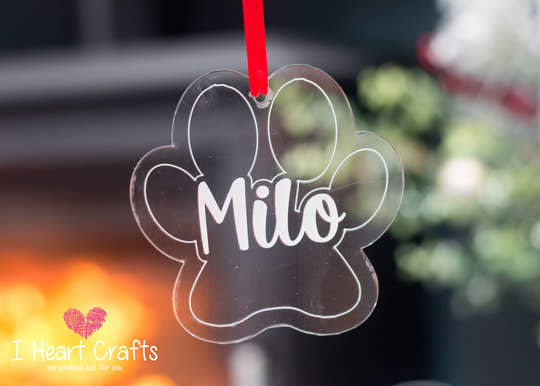 Paw Print Pet Personalised Tree Decoration craft product