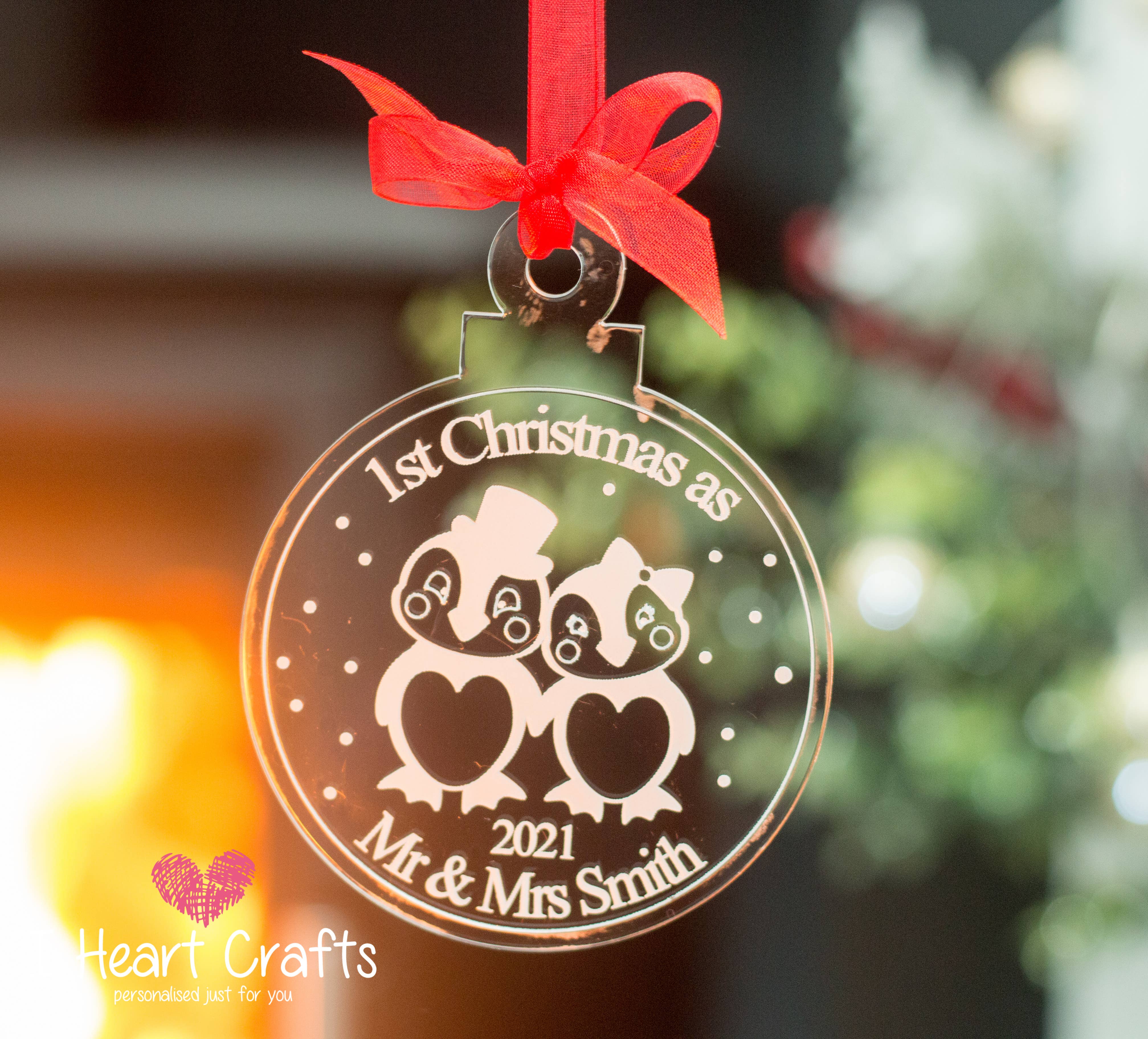 Mr & Mrs Married Penguin Personalised Tree Decoration