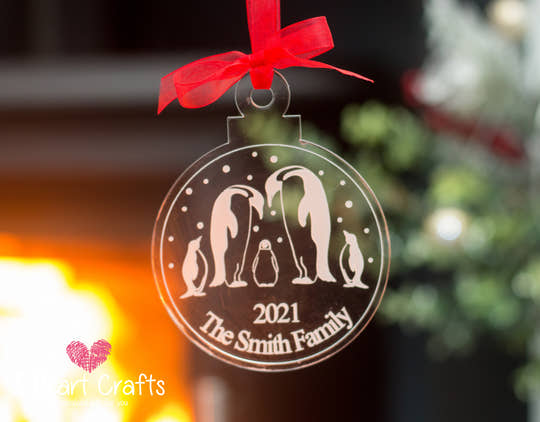 Penguin Family Personalised Tree Decoration craft product