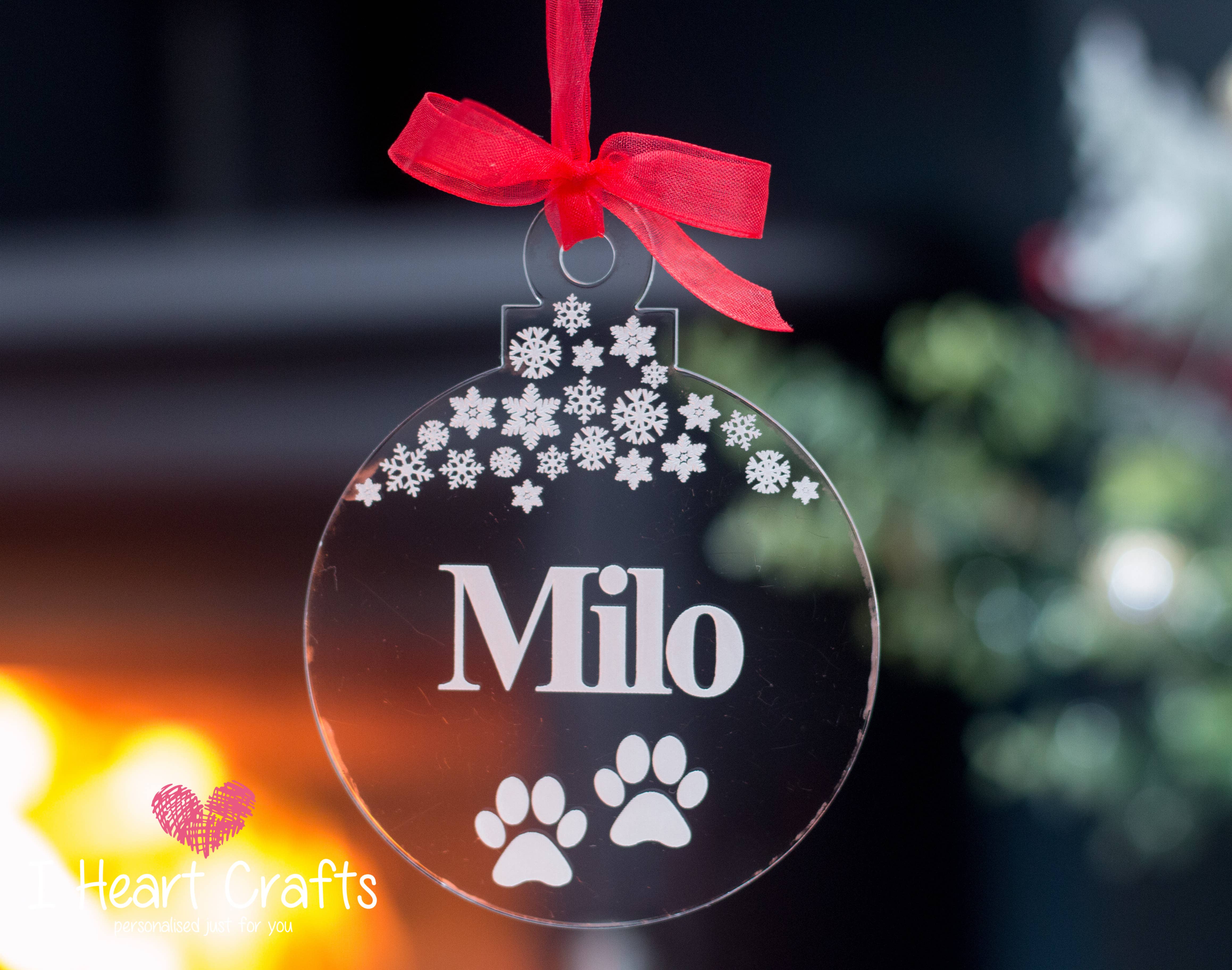 Personalised Pet Paw Print Bauble Tree Decoration craft product
