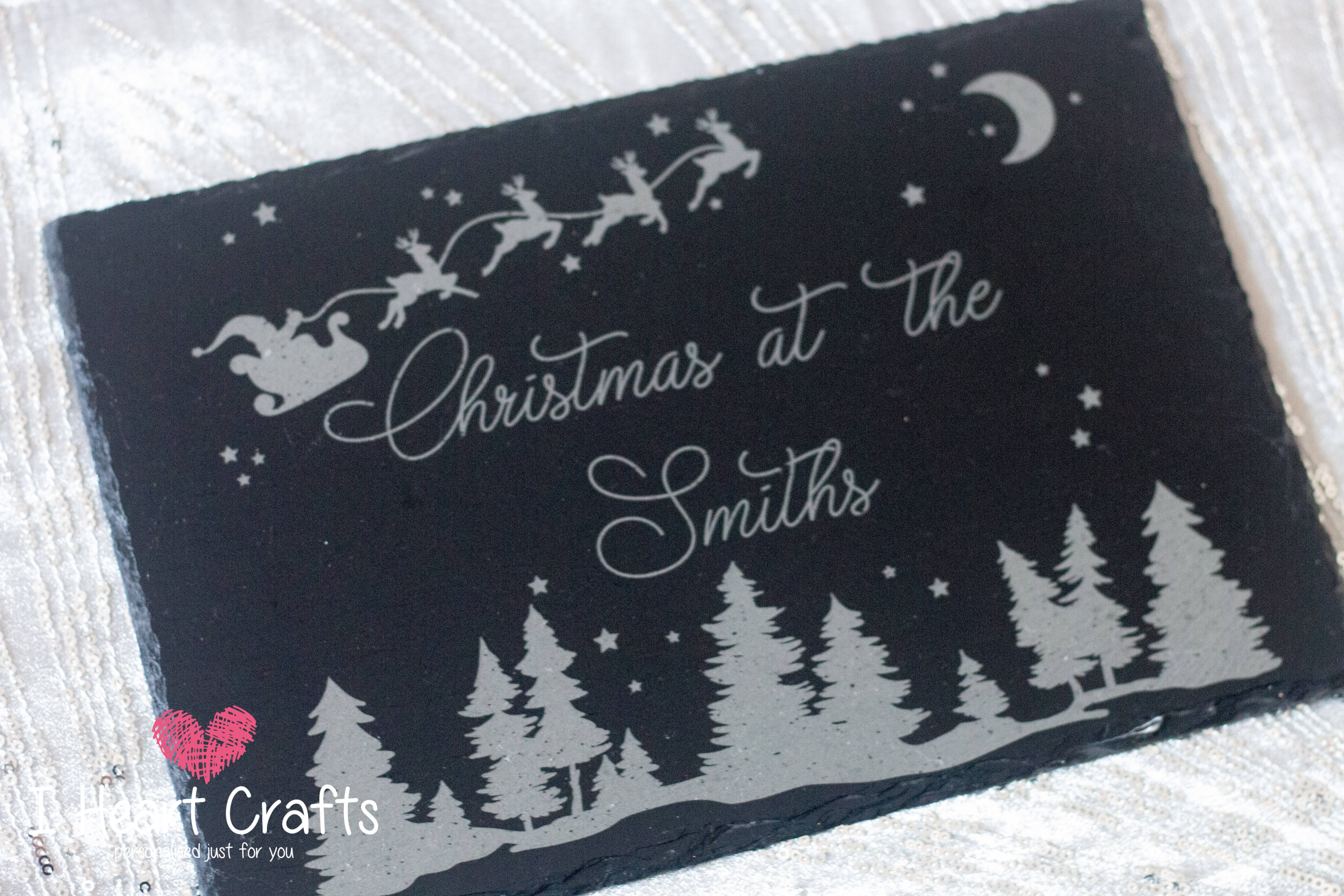 Rustic Engraved Personalised Slate Christmas placemat craft product