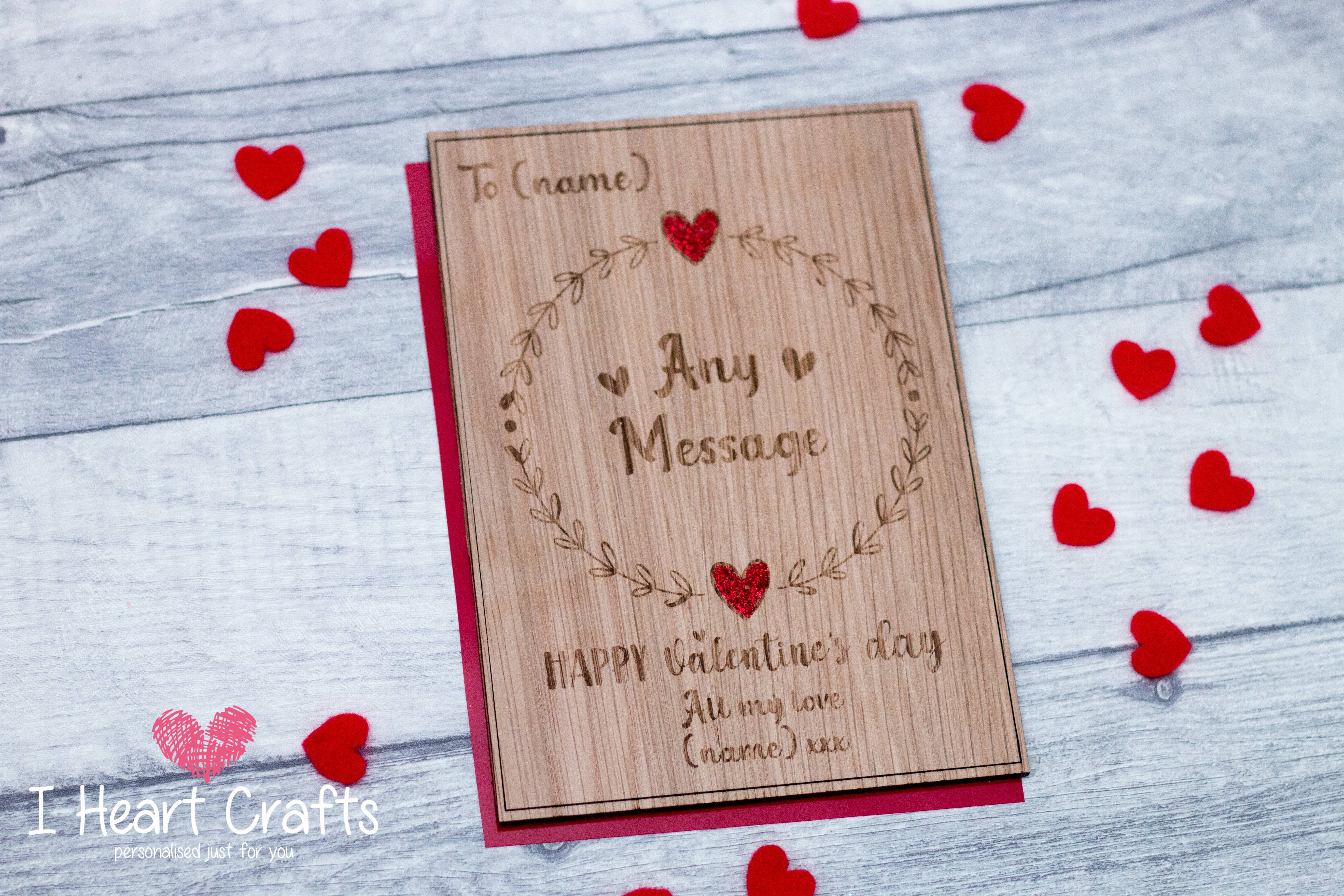 'Any Message' - wooden Valentines Card craft product