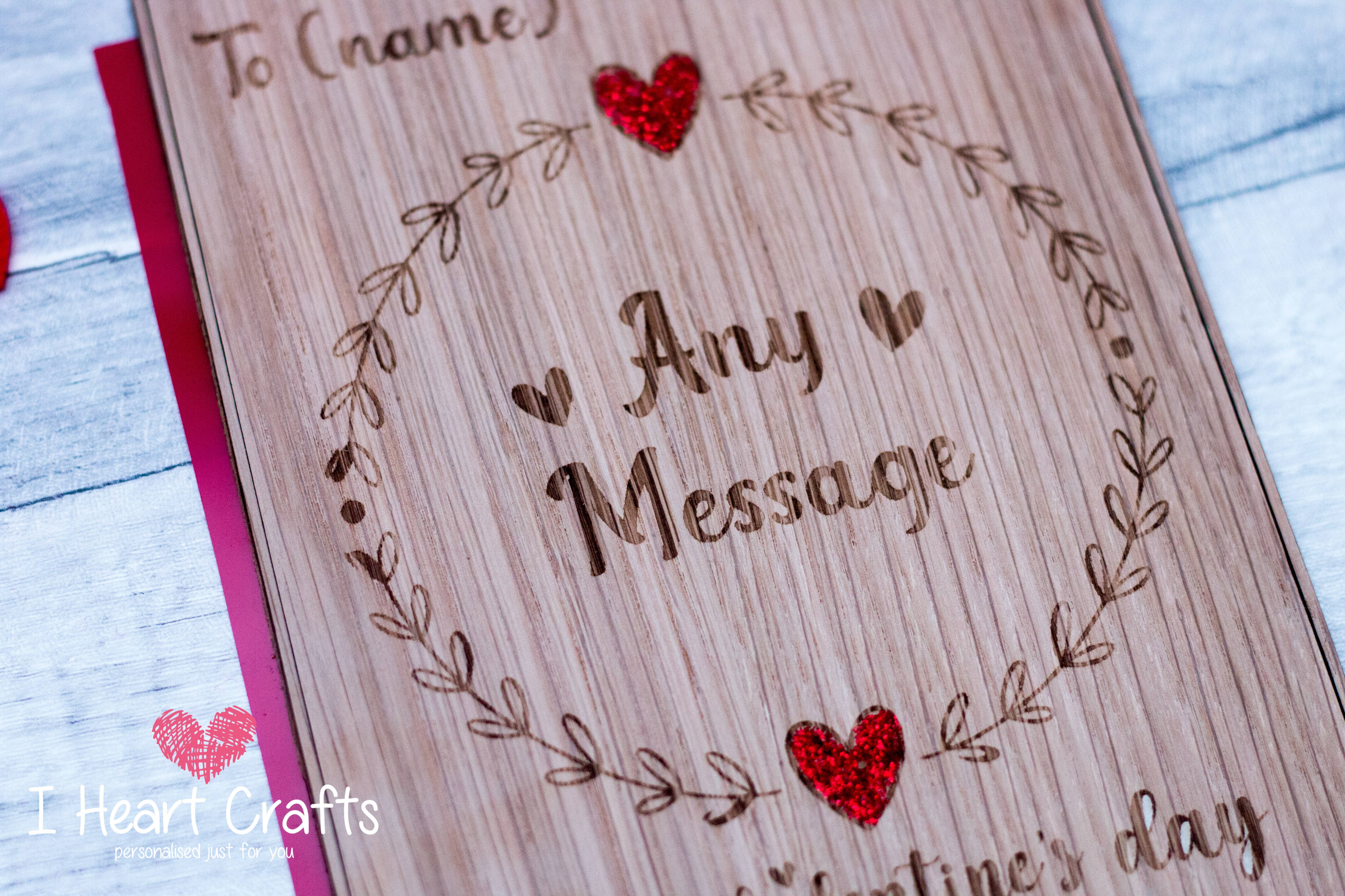'Any Message' - wooden Valentines Card craft product