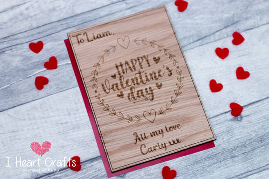 'Happy Valentine's Day' - wooden Valentines Card craft product