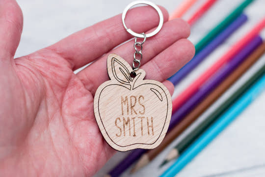 Personalised Oak Teacher's Keyring craft product