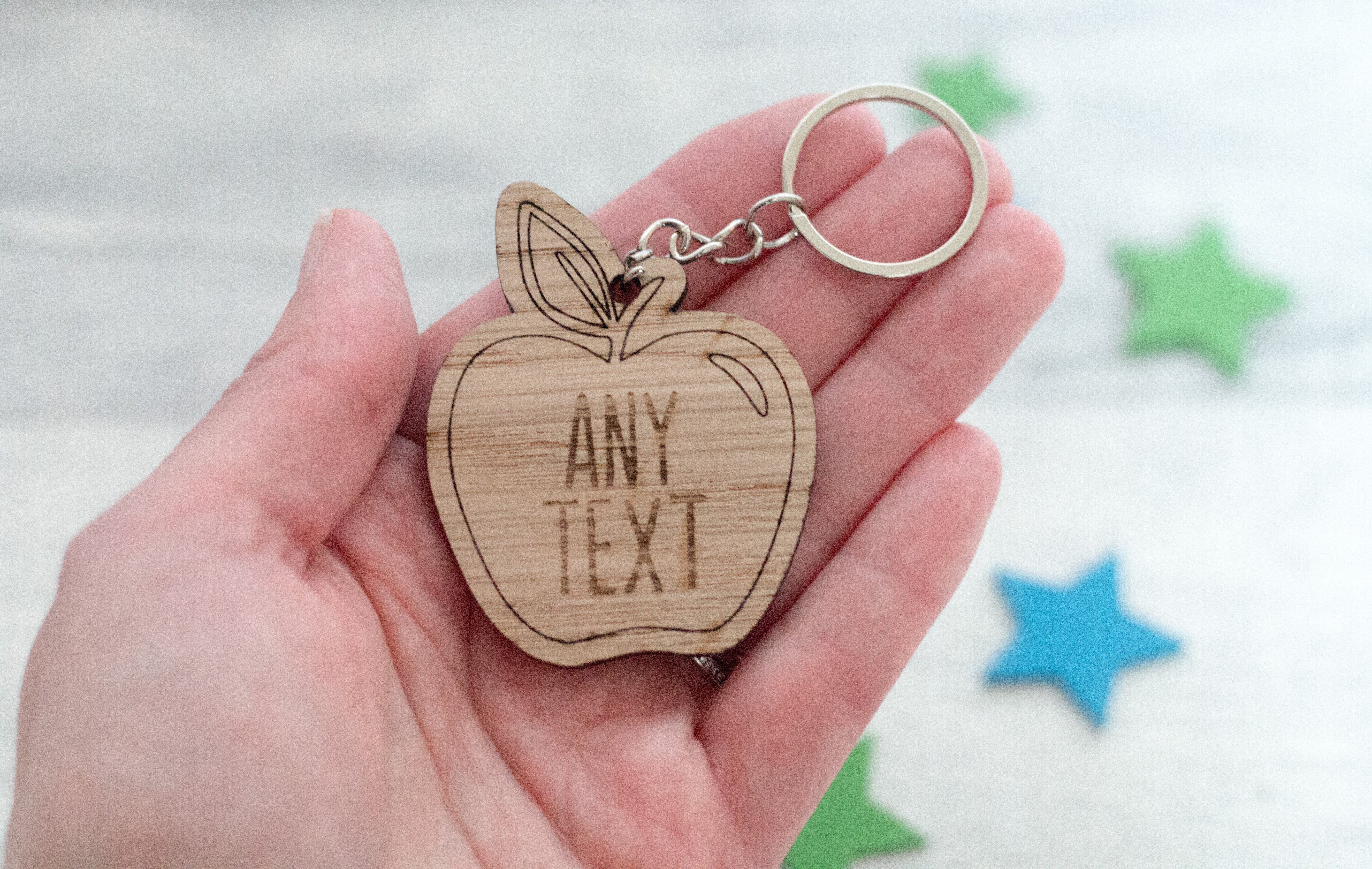 Load image into Gallery viewer, Personalised Oak Teacher's Keyring craft product
