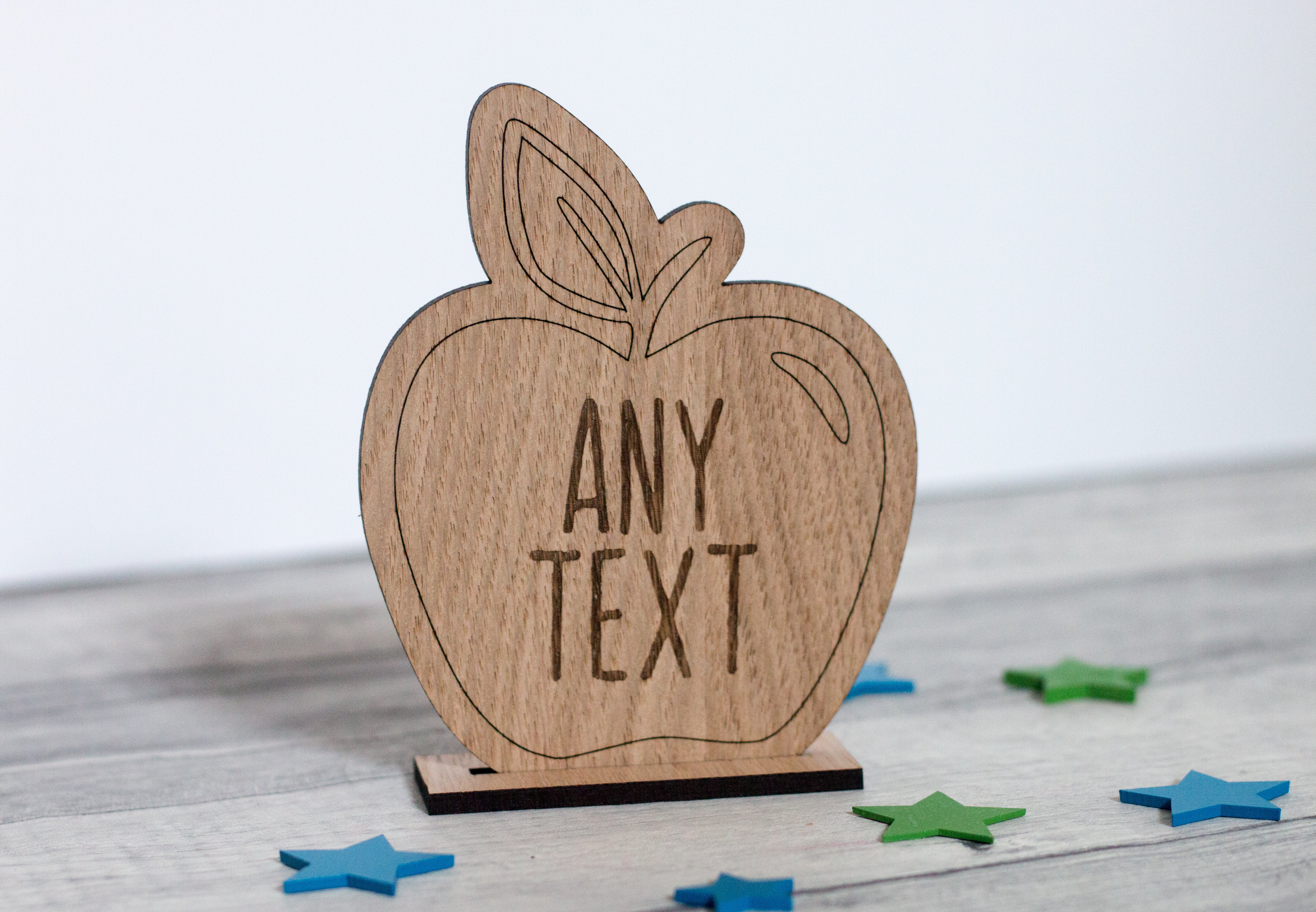 Load image into Gallery viewer, Personalised Oak Teacher's Desk Apple Sign craft product
