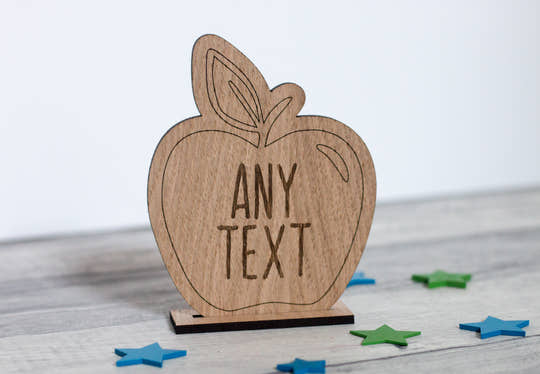 Personalised Oak Teacher's Desk Apple Sign craft product
