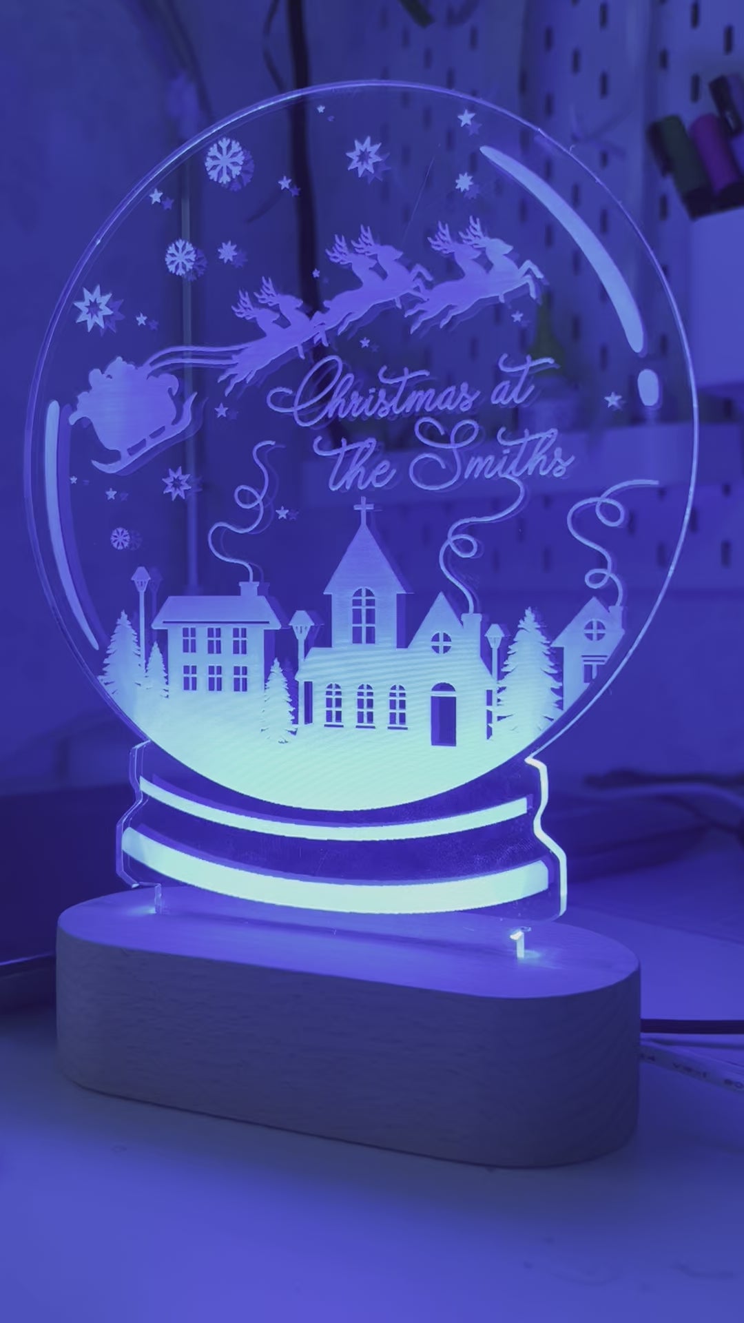 Load and play video in Gallery viewer, Christmas LED Light up Snowglobe - personalised
