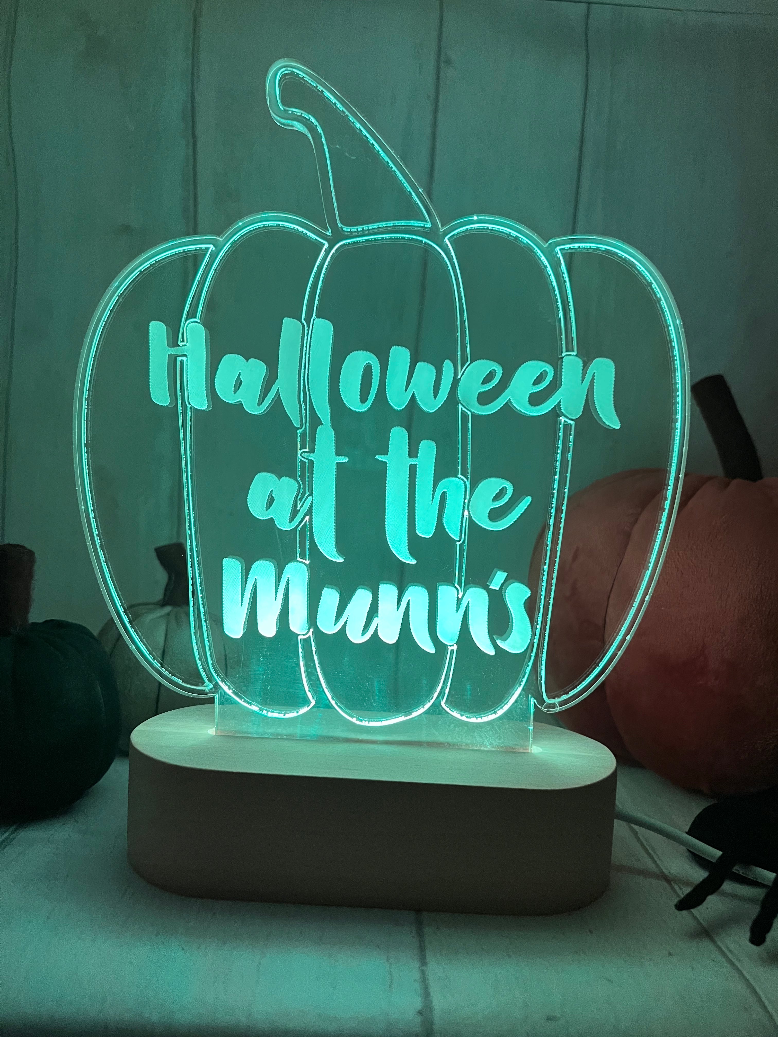 Load image into Gallery viewer, Personalised Pumpkin LED Light up stand craft product
