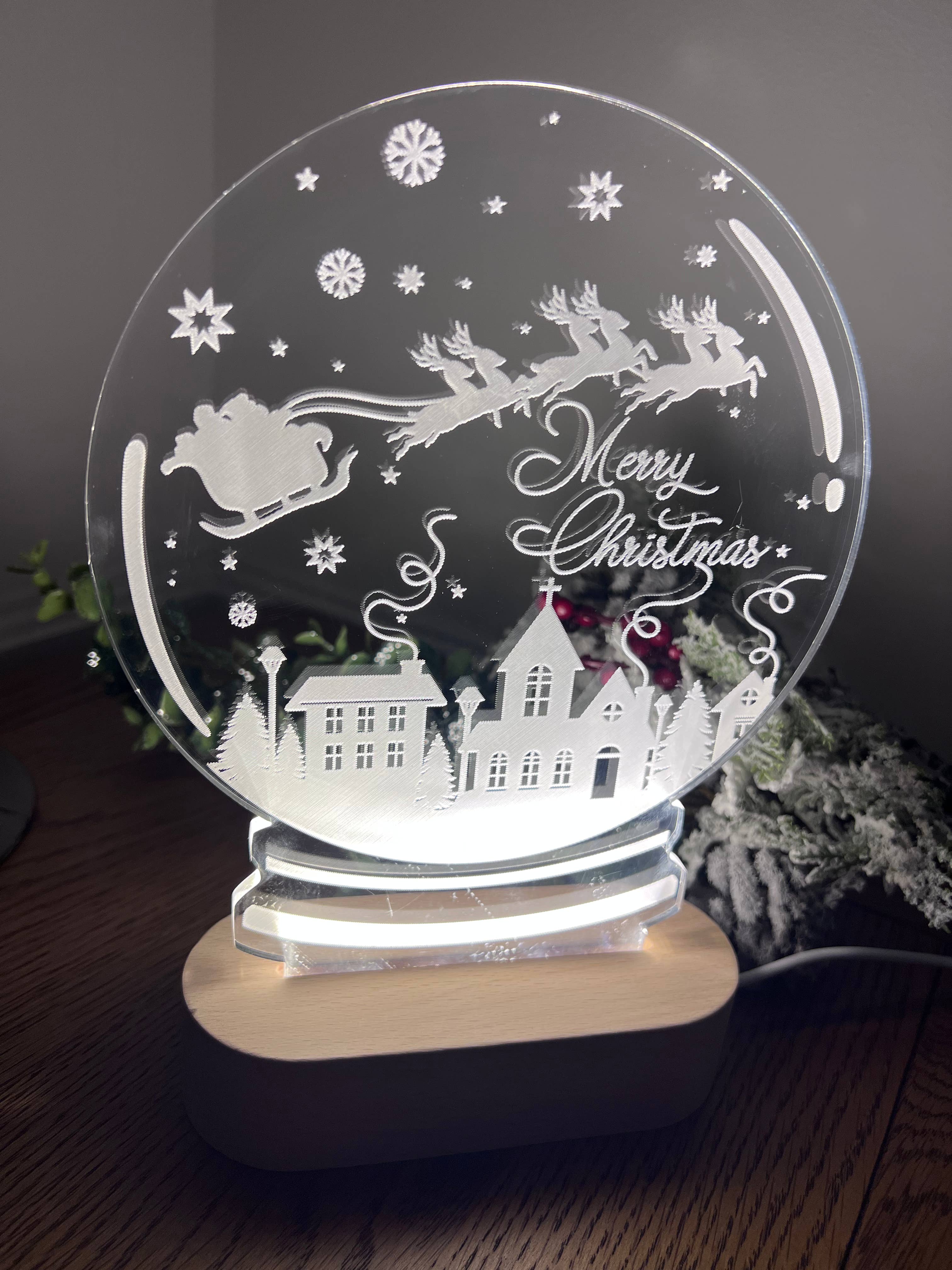 Merry Christmas LED Light up Snowglobe craft product